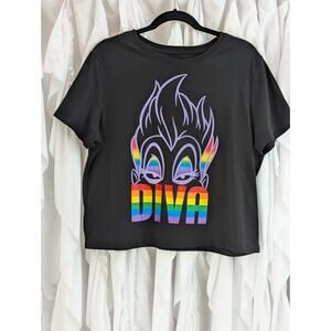 Disney Pride Collection Women's XL Ursula Diva Black Crop Short Sleeve Tee